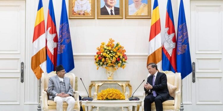 सभामुख घिमिरे र कम्बोडियाका प्रधानमन्त्रीबीच भेट, लुम्बिनी–अङ्गकोर सीधा हवाई उडान शुरू गर्न पहल